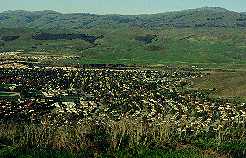 View east from Coyote Peak of the Santa Teresa neighborhood and the Diablo Range